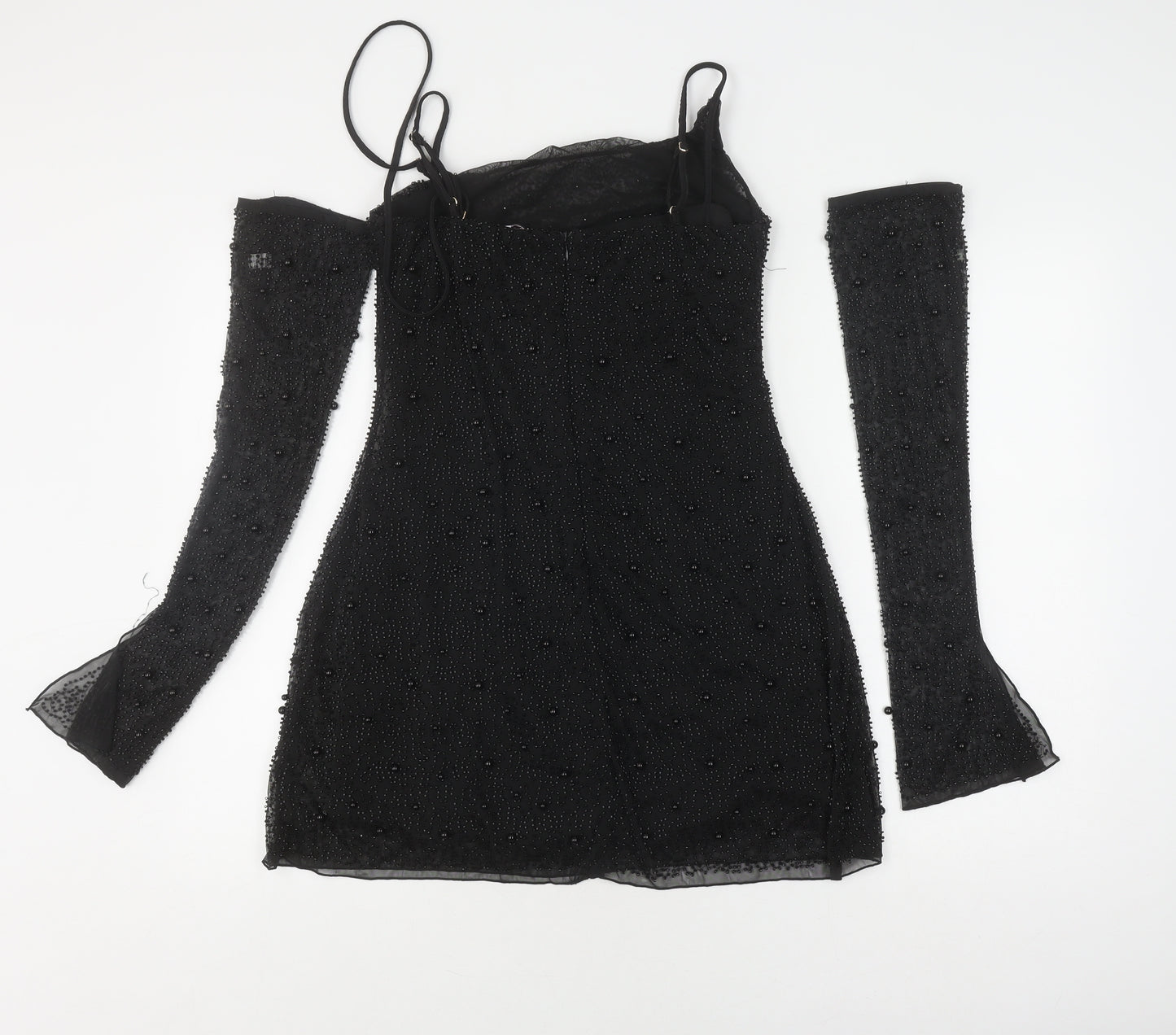 Oh Polly Black Bodycon Mini Dress - Size 12, Party Ready