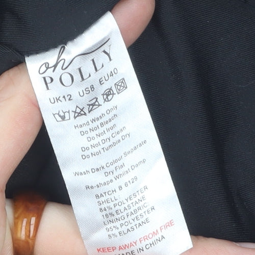 Oh Polly Black Bodycon Mini Dress - Size 12, Party Ready