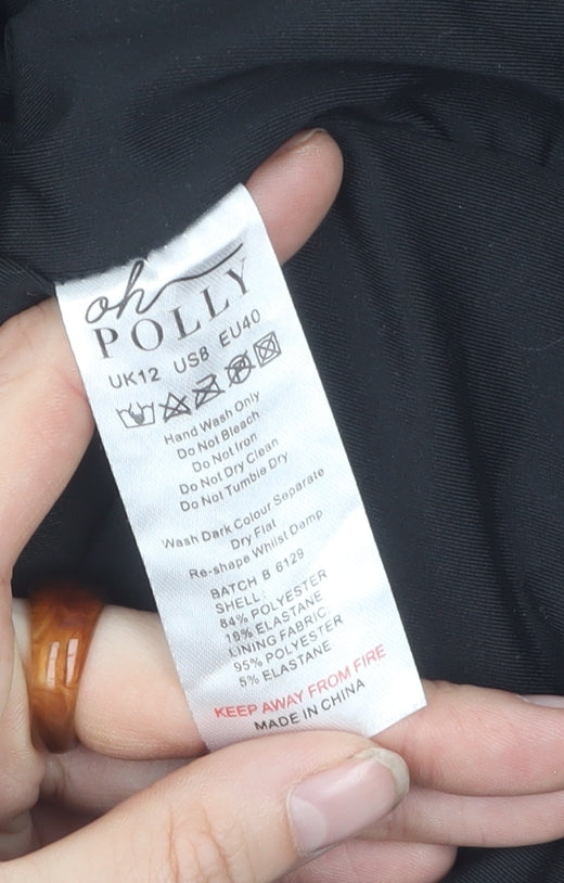 Oh Polly Black Bodycon Mini Dress - Size 12, Party Ready