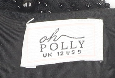 Oh Polly Black Bodycon Mini Dress - Size 12, Party Ready