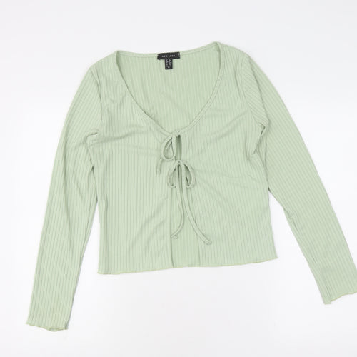 New Look Women's XL Green Cropped V-Neck Top