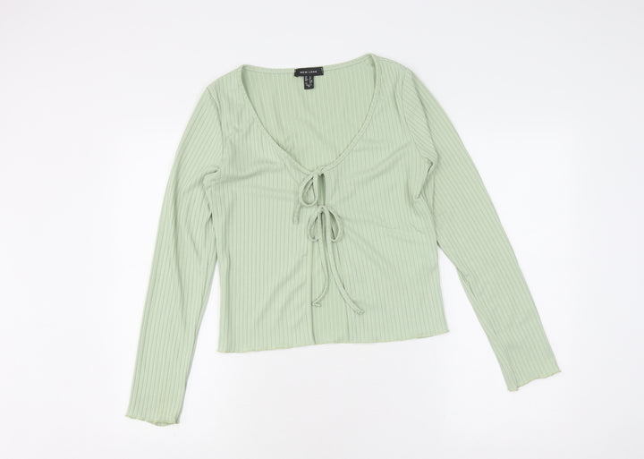 New Look Women's XL Green Cropped V-Neck Top