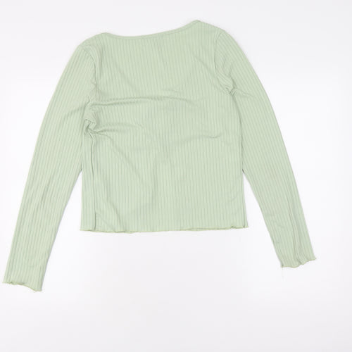 New Look Women's XL Green Cropped V-Neck Top