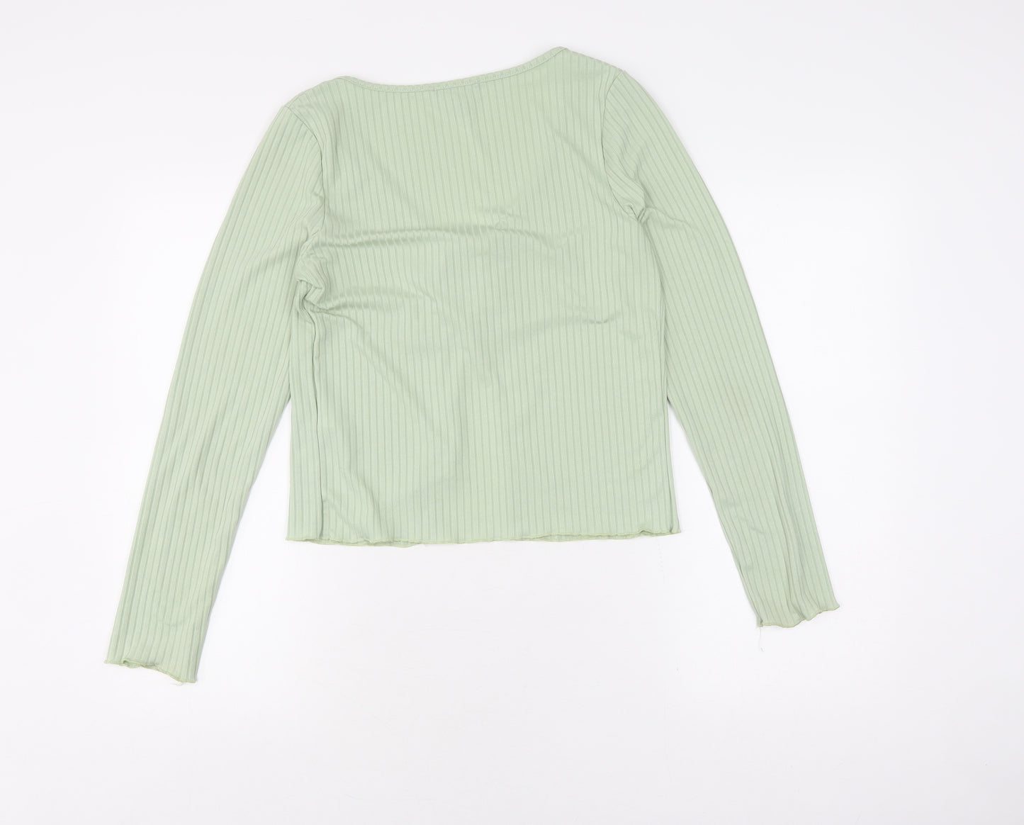 New Look Women's XL Green Cropped V-Neck Top