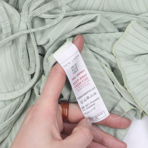 New Look Women's XL Green Cropped V-Neck Top