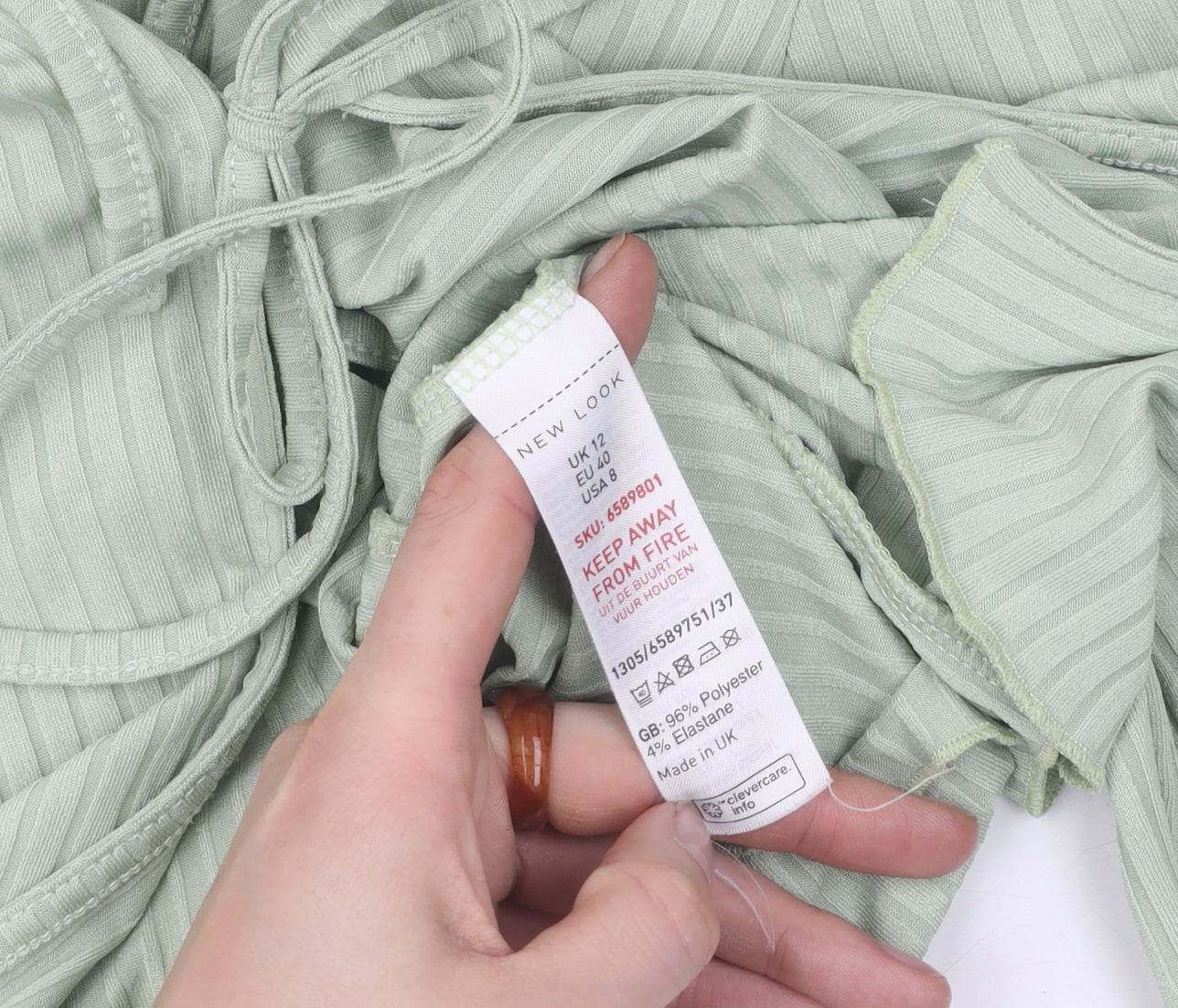 New Look Women's XL Green Cropped V-Neck Top