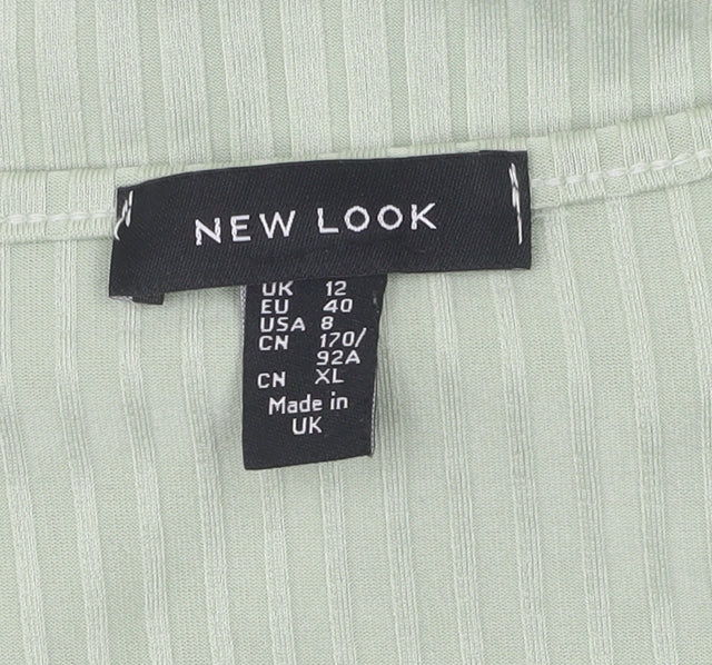 New Look Women's XL Green Cropped V-Neck Top
