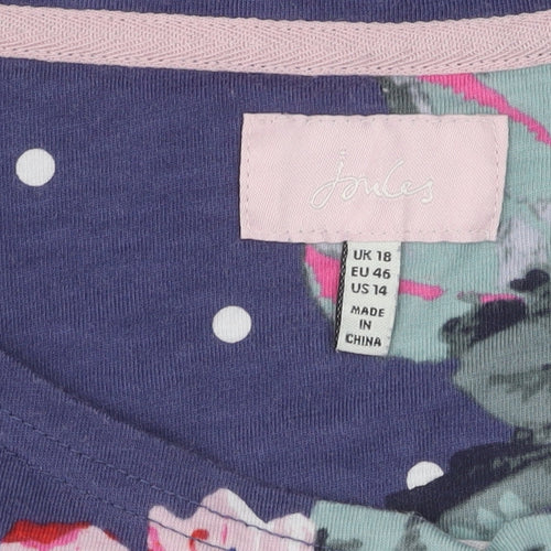 Joules Women’s Blue Floral Pullover Jumper Size 18