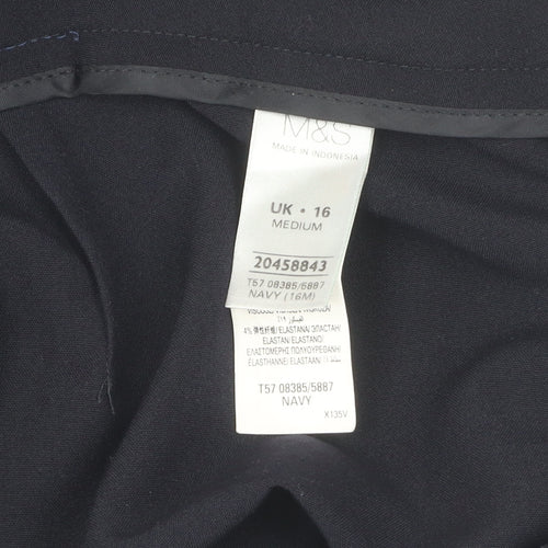 Marks and Spencer Women's Blue Straight Trousers Size 16