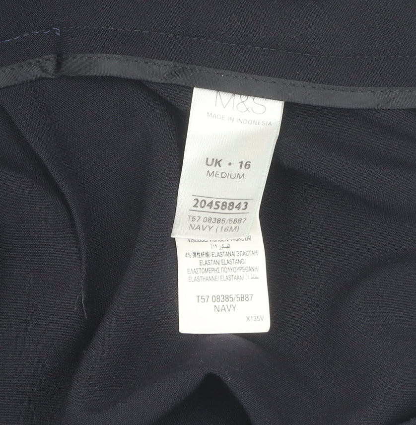 Marks and Spencer Women's Blue Straight Trousers Size 16