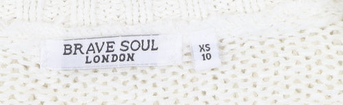 Brave Soul Women's White XS Pullover Jumper