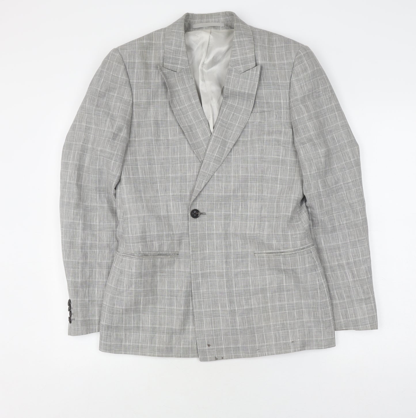 Topman Men's Grey Check Double-Breasted Blazer 36R