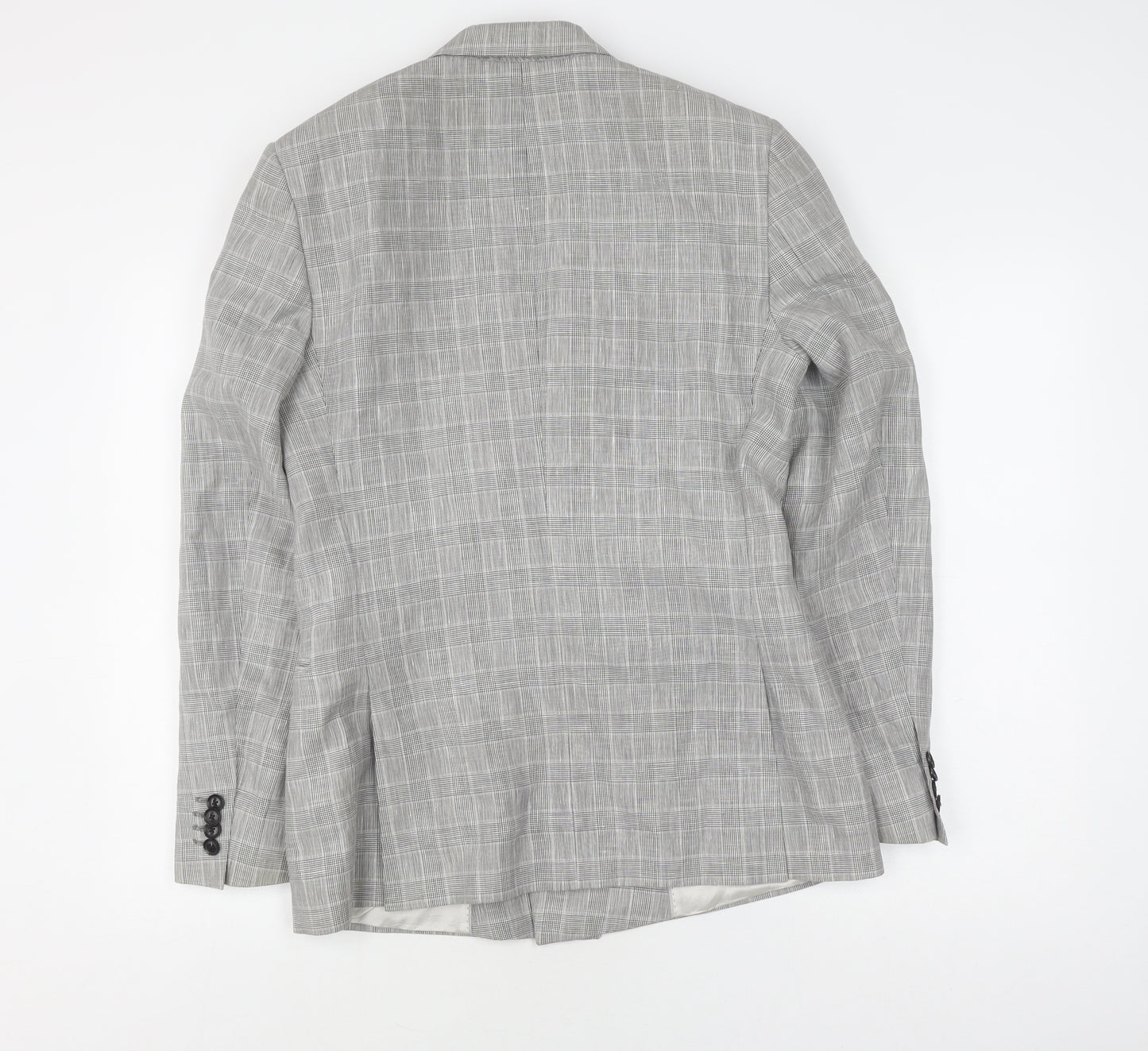 Topman Men's Grey Check Double-Breasted Blazer 36R