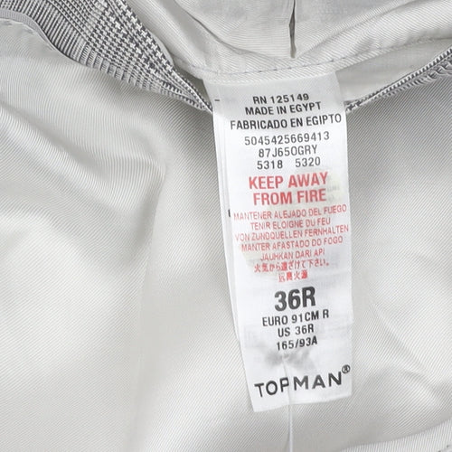 Topman Men's Grey Check Double-Breasted Blazer 36R