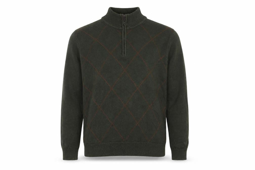 BHS Men's Green Argyle High Neck Pullover Jumper M