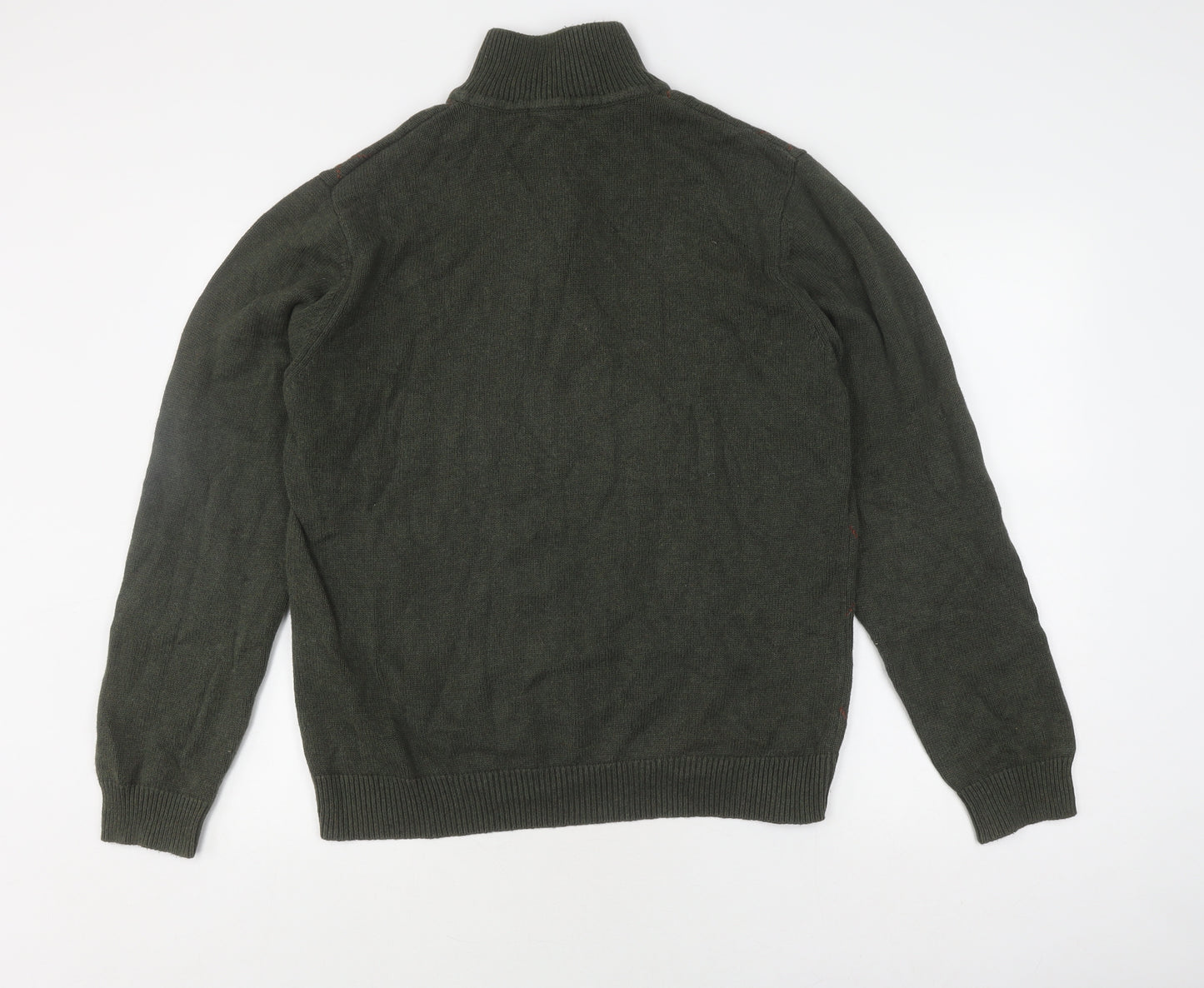 BHS Men's Green Argyle High Neck Pullover Jumper M