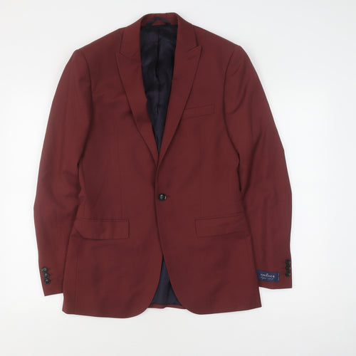 Topman Men's Red Suit Jacket 36, Notch Lapel, Inner Pockets