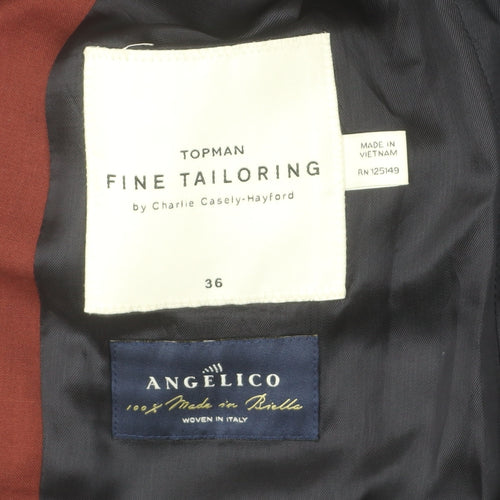 Topman Men's Red Suit Jacket 36, Notch Lapel, Inner Pockets