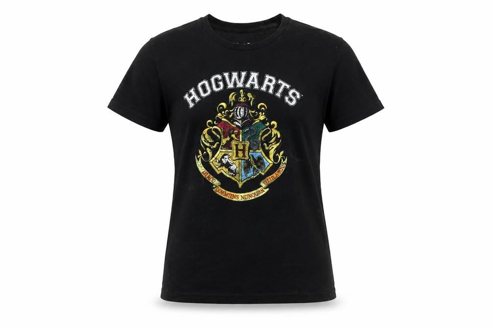 Front view of Harry Potter unisex black m t-shirt