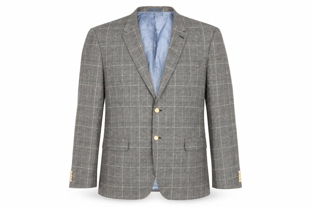 Front view of Marks & Spencer Men's Grey Check Blazer - 44 Long