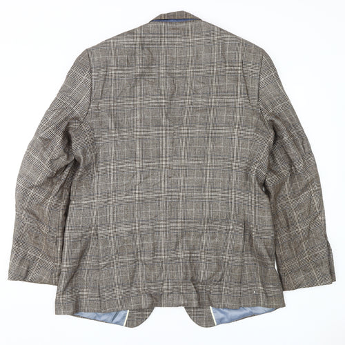 Marks and Spencer Men's Grey Check Blazer - 44 Long