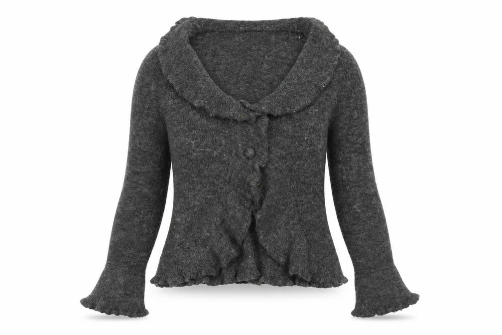 Front view of Valerie Bertinelli Women's Grey Cardigan, size L