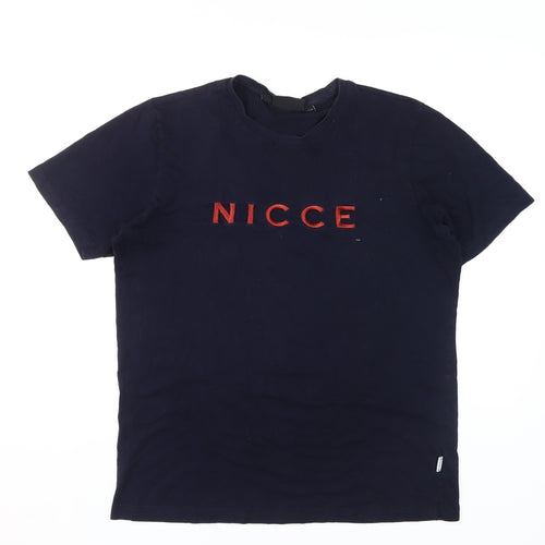 NICCE Men's Blue Logo T-Shirt M, Crew Neck, Cotton, Casual