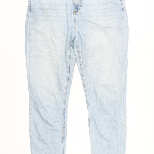 Topshop Women’s Blue Straight Jeans, Size L, Light Wash