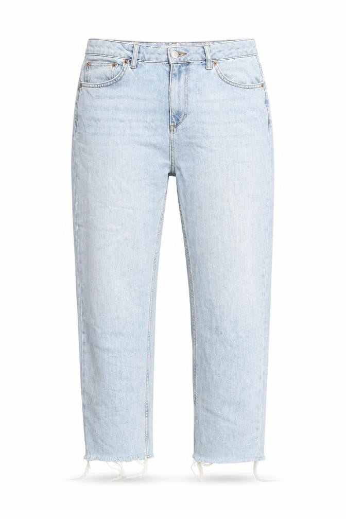 Topshop Women’s Blue Straight Jeans, Size L, Light Wash