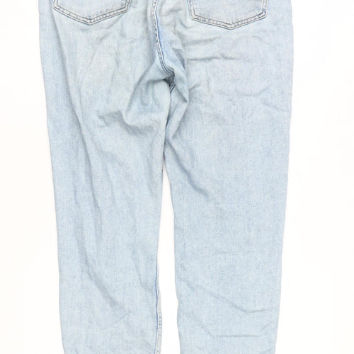 Topshop Women’s Blue Straight Jeans, Size L, Light Wash
