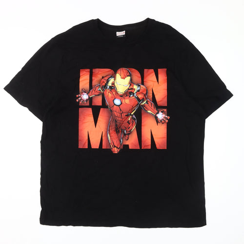 Marvel Men's Black 2XL Iron Man T-Shirt, Crew Neck, Short Sleeve