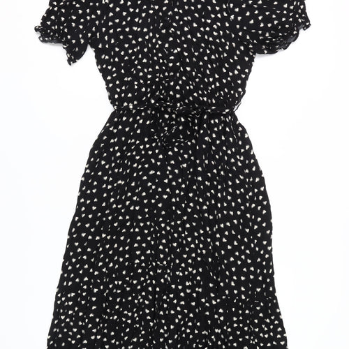 New Look Women's Black Animal Print Shirt Dress Size 14