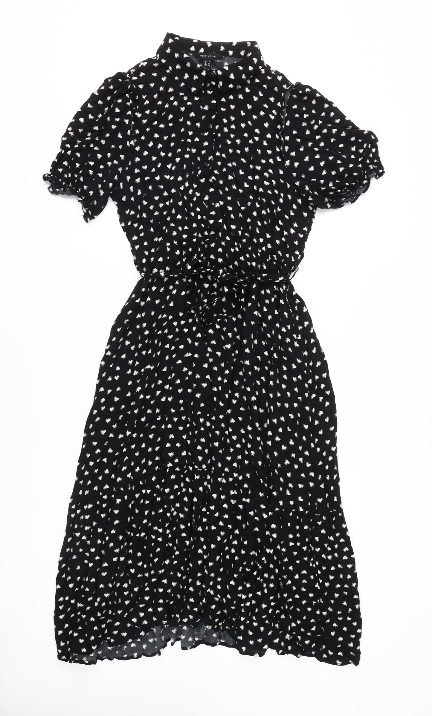 New Look Women's Black Animal Print Shirt Dress Size 14