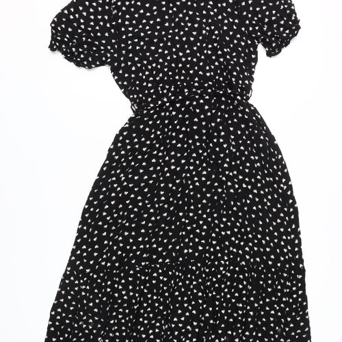 New Look Women's Black Animal Print Shirt Dress Size 14