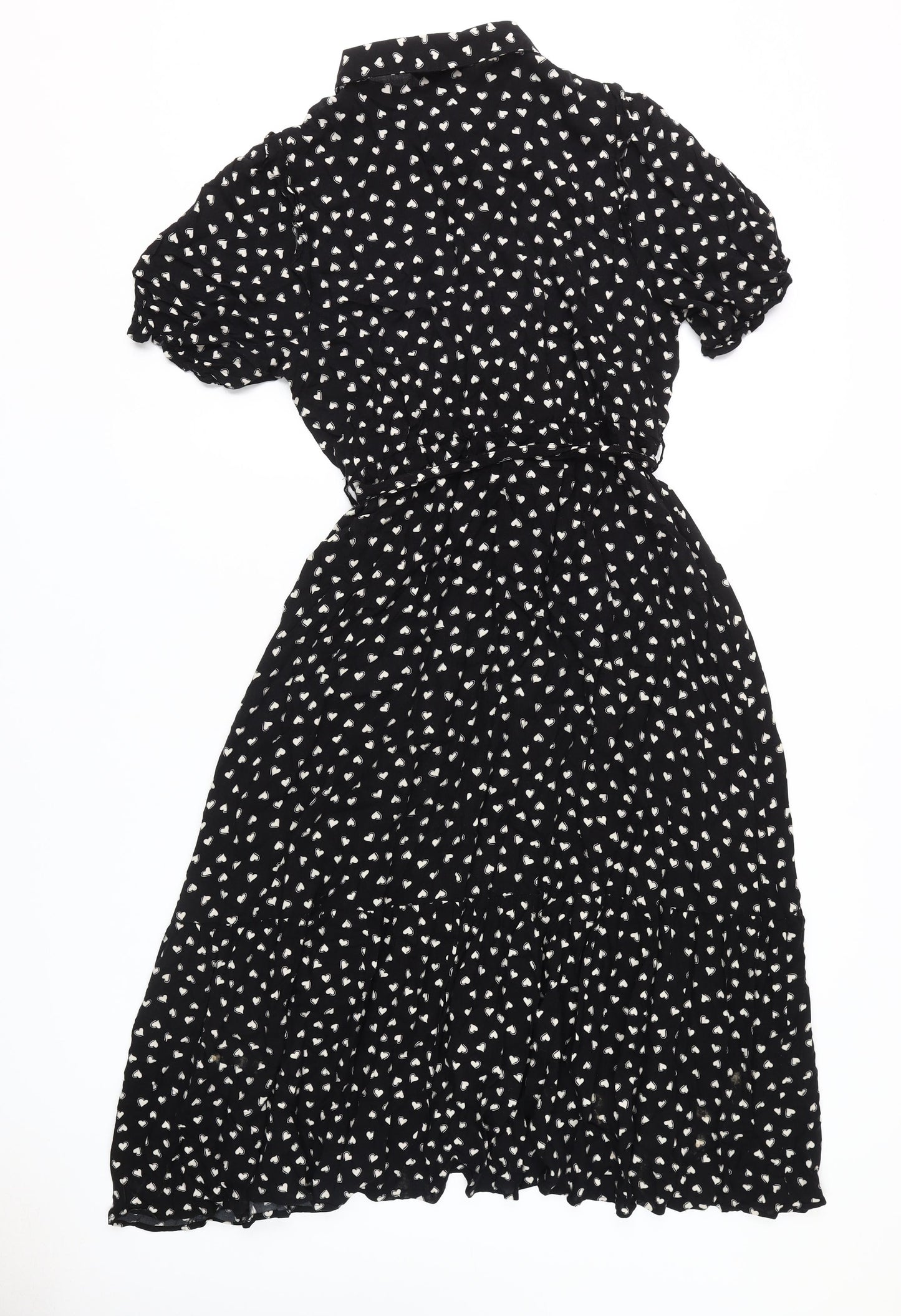 New Look Women's Black Animal Print Shirt Dress Size 14