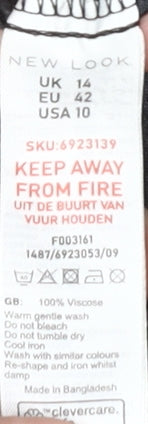 New Look Women's Black Animal Print Shirt Dress Size 14