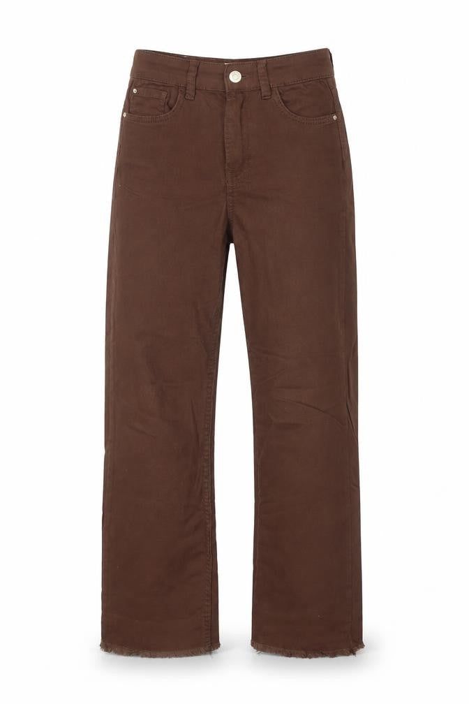 Front view of Stradivarius Women's Brown Straight Jeans, size 6