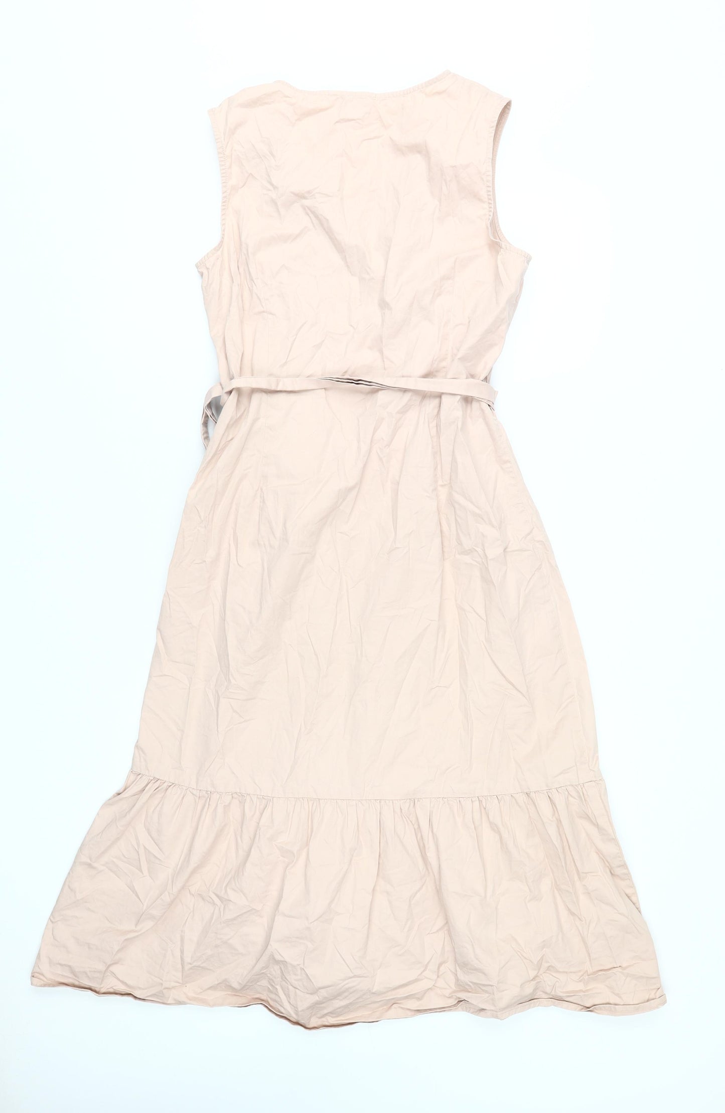 Warehouse Women's Beige Sleeveless Wrap Dress Size 12