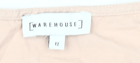 Warehouse Women's Beige Sleeveless Wrap Dress Size 12
