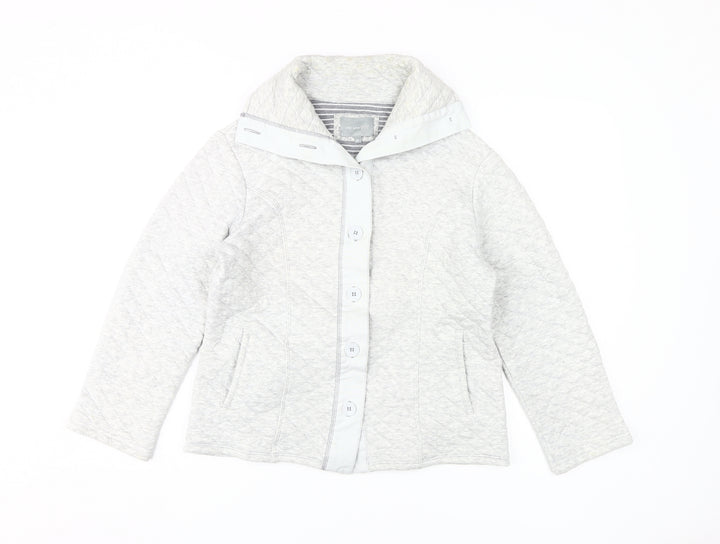 Per Una Women's Grey Quilted Hooded Jacket M