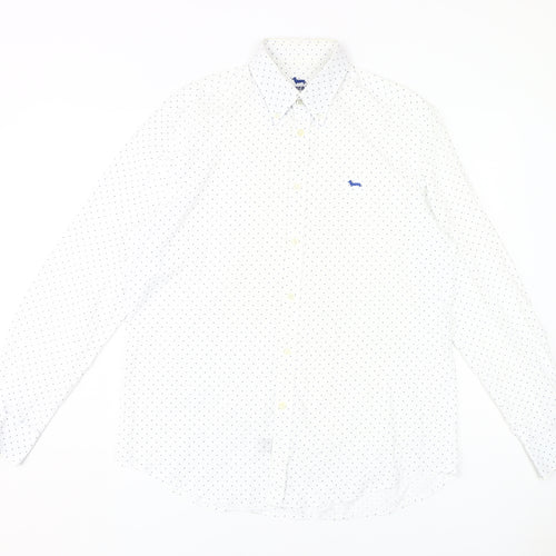 Harmont & Blaine Men's XL White Polka Dot Shirt