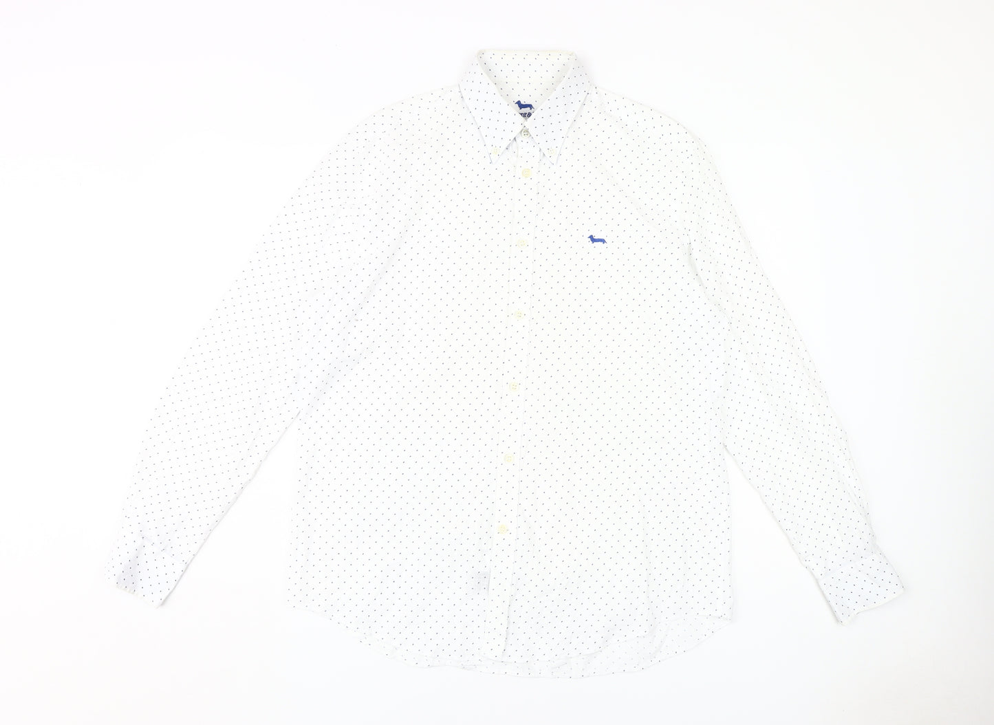Harmont & Blaine Men's XL White Polka Dot Shirt