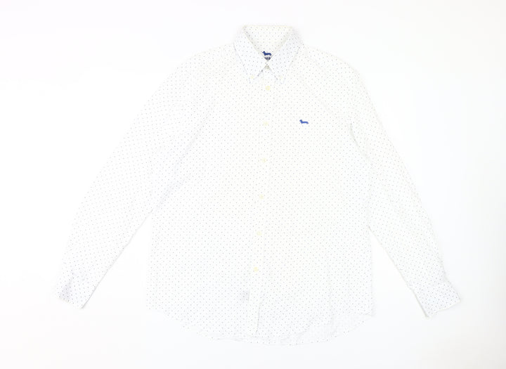 Harmont & Blaine Men's XL White Polka Dot Shirt