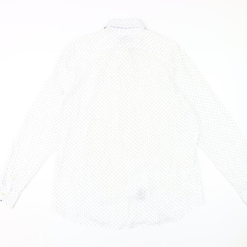 Harmont & Blaine Men's XL White Polka Dot Shirt