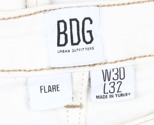 BDG Women's White Flared Jeans, Size L, Cotton Blend