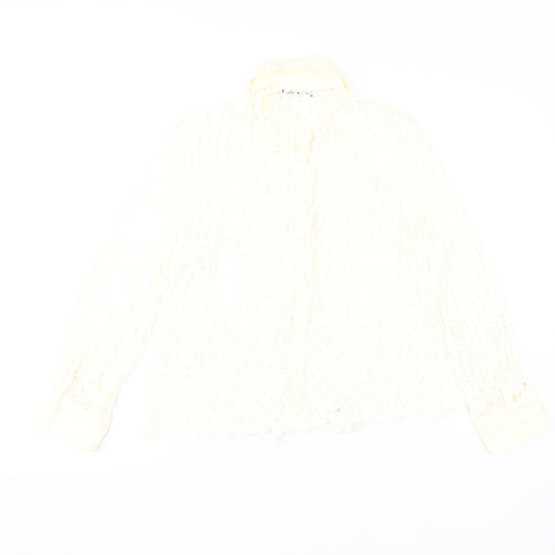Zara Women's Ivory Lace Button-Up Shirt Size 12