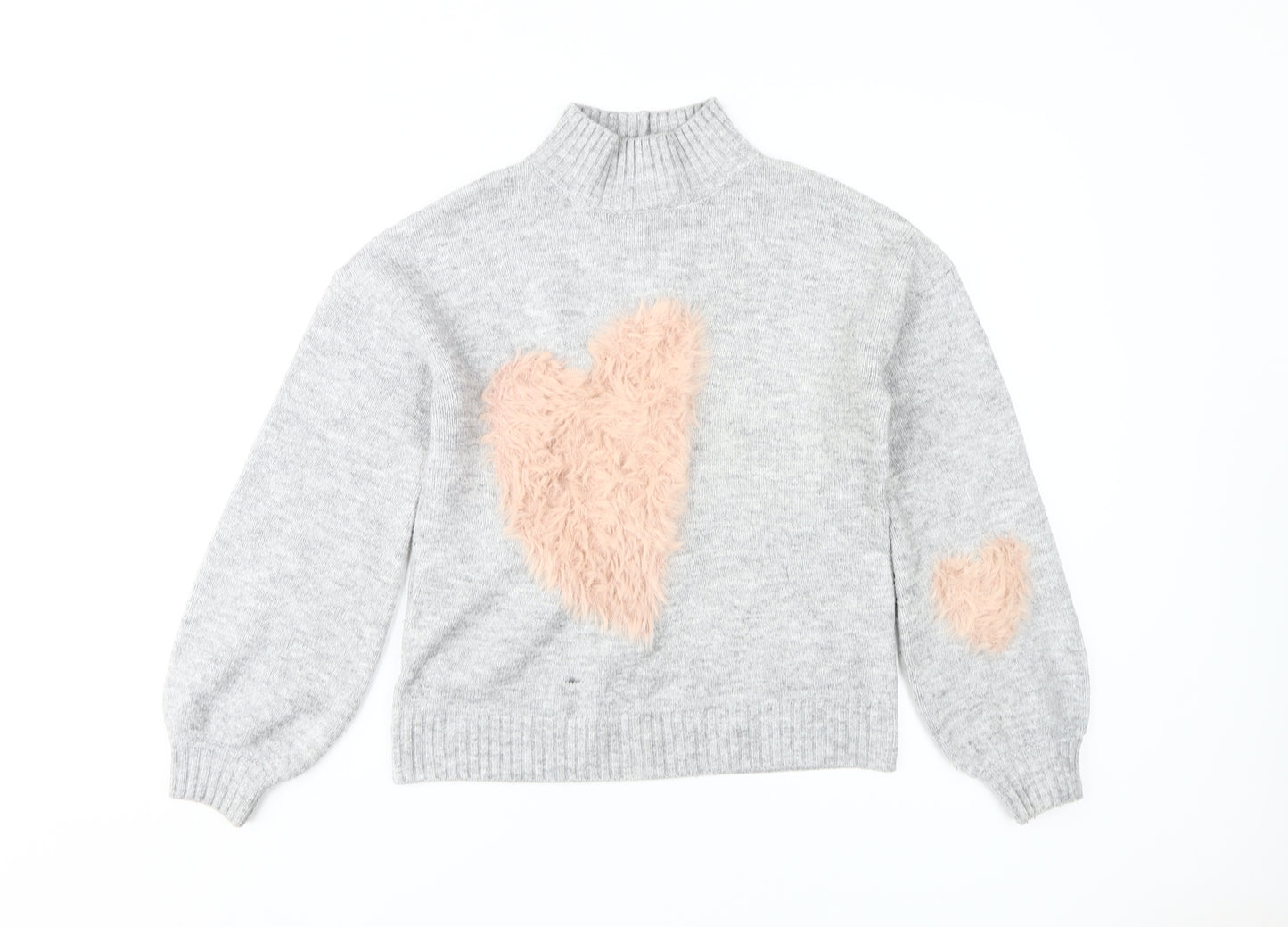 Next Women's Grey XS Pullover Jumper with Heart Accents