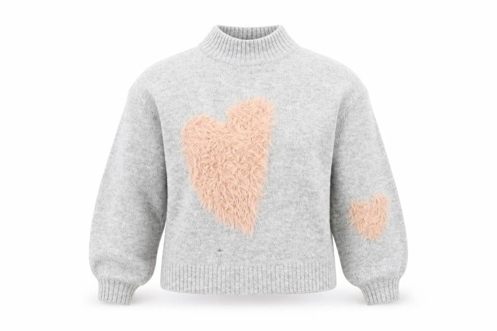 Front view of Next Women's Grey XS jumper with Heart Accents