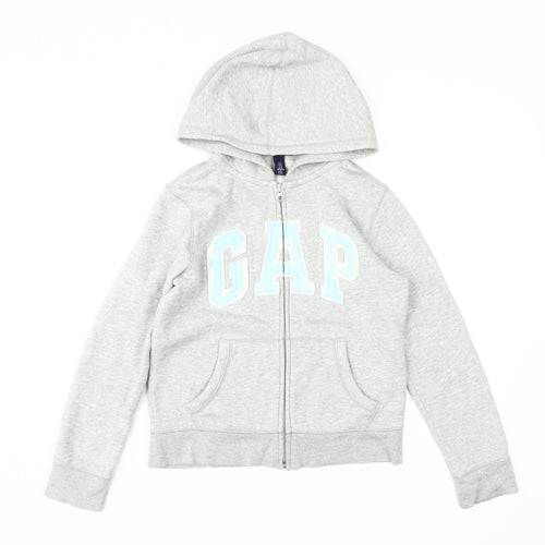 GAP Girls Grey Hoodie, Logo, Size 12, Full Zip, Casual Wear