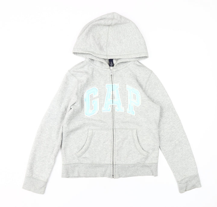GAP Girls Grey Hoodie, Logo, Size 12, Full Zip, Casual Wear
